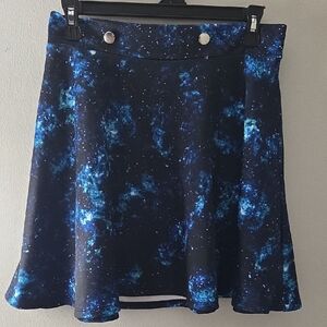 Hot Topic Blue Galaxy Skater Skirt